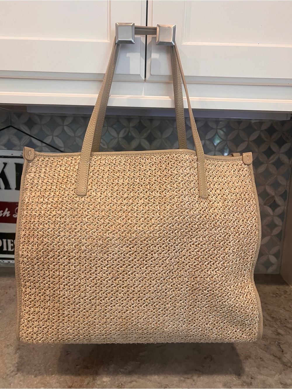 Mark & Graham Raffia and Leather Tote